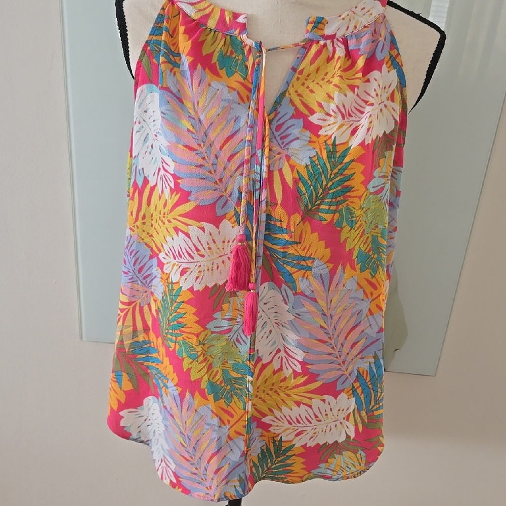 Rose & Olive Multicolor Leaf Print Blouse